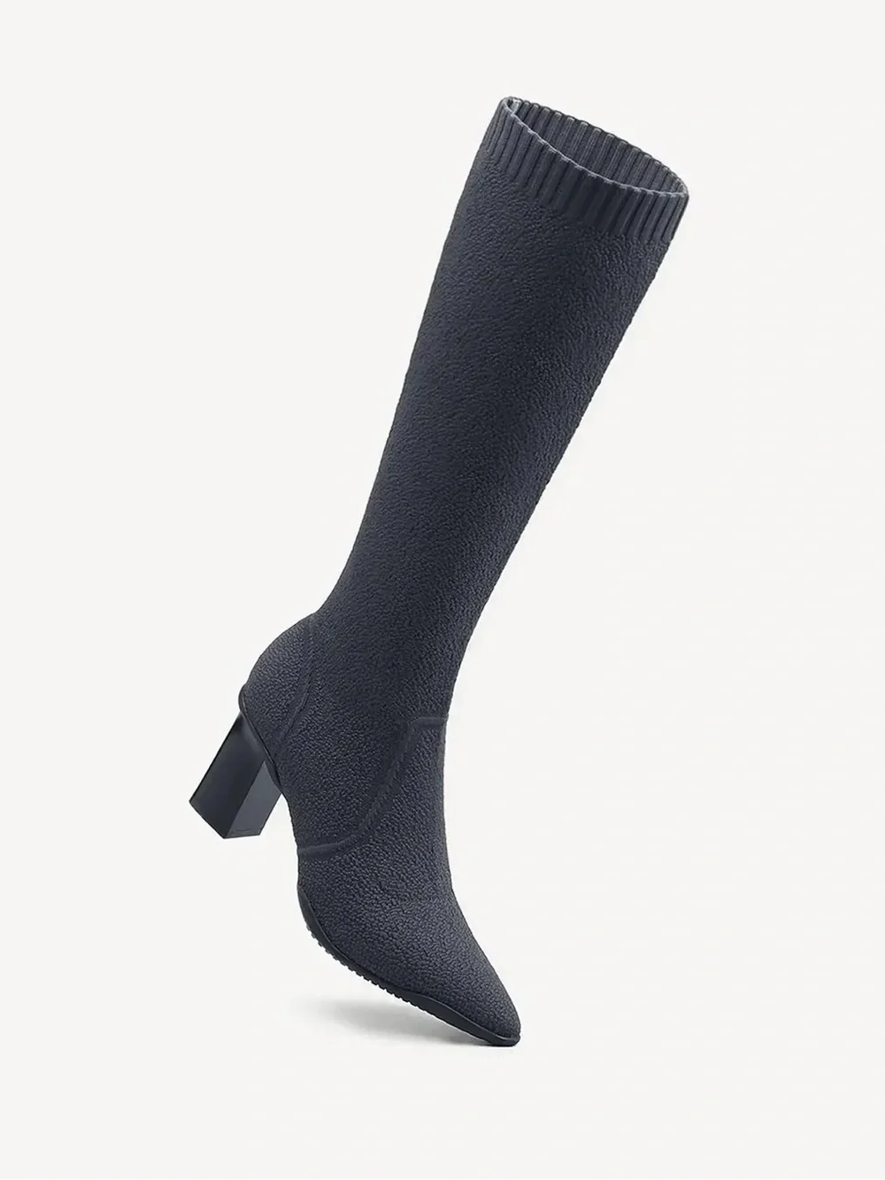 Cozy Island Textured Knee high Knit Boots in Navy